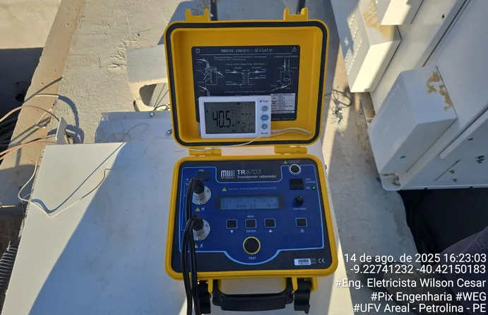 Teste de relação de transformação TTR da Pix Engenharia